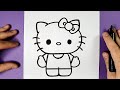 Hello kitty drawing  how to draw hello kitty step by step  happy drawings  draw cute things