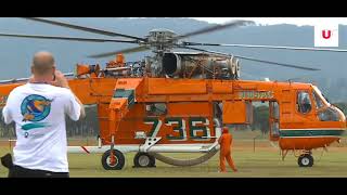 Sikorsky Erickson Air crane 'incredible hulk' start-up and takeoof