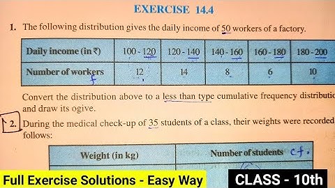Class 10th Maths Exercise 14.4 NCERT solutions || CHAPTER 14 Statistics || Ogive || median || CBSE
