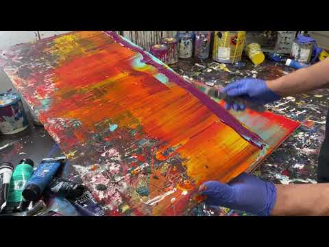 I Attempted a 12 Layer Gerhard Richter Style Scraped Abstract Painting