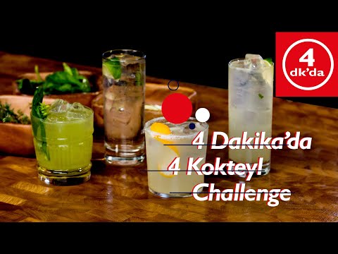 4 DAKİKADA 4 KOKTEYL CHALLENGE // Cin ile Yapılan Kokteyl Tarifleri