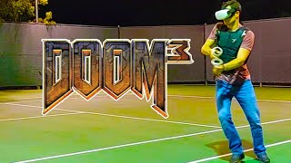 Only real movement and joystick turn.  Doom 3 Quest 2 Tennis Court Running Trailer