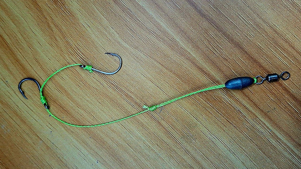 Fishing set up with two hooks for bottom fishing #fishingknot #fishinghook #fishinghack Fishing set up with two hooks for bottom fishing #fishingknot #fishinghook #fishinghack
