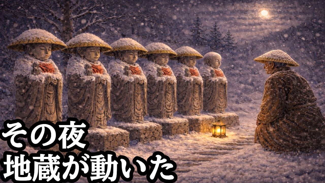 笠地蔵貧しい老人に起きた静かな奇跡|日本昔話|民話