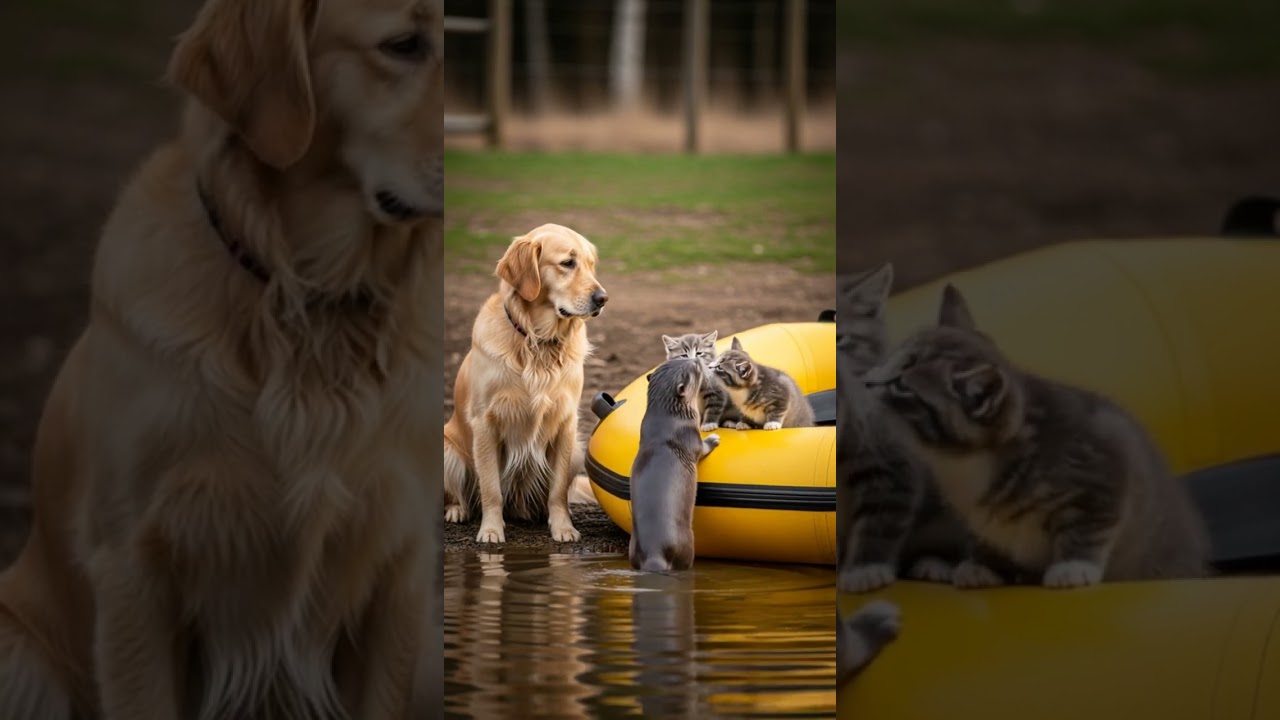 Kittens Meet a Friendly Otter While Exploring a Magical Forest 