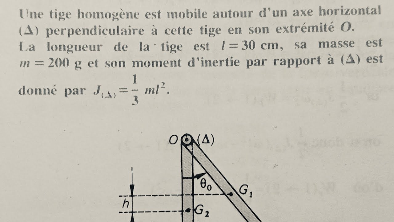 Pendule en mouvement de rotation ( exercice corrigé) 1ère CD 