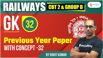 12:00 PM - RRB NTPC CBT-2 & Group D | GK by Rohit Kumar | Previous Year Paper (With Concept -32)