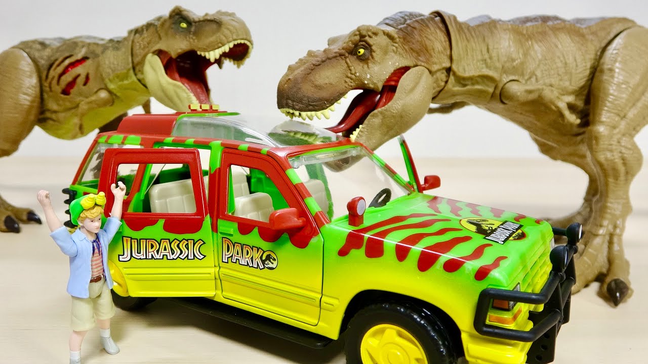 Jurassic Park Tim In A Car T Rex Legacy Collection Tyrannosaurus Rex Escape Pack Youtube