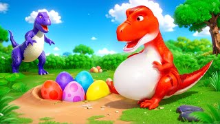 Pregnant TRex Adventure: Laying Eggs and Escaping Allosaurus Attack | Dinosaurs Heartwarming Videos