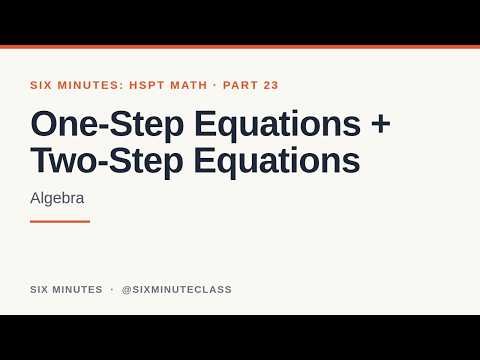 One-Step Equations and Two-Step Equations | Six Minutes: HSPT Math, Part 23