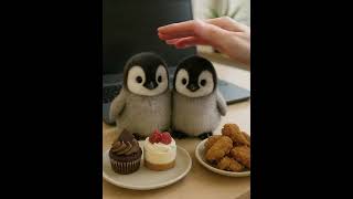 Baby Penguins Eat While At Work