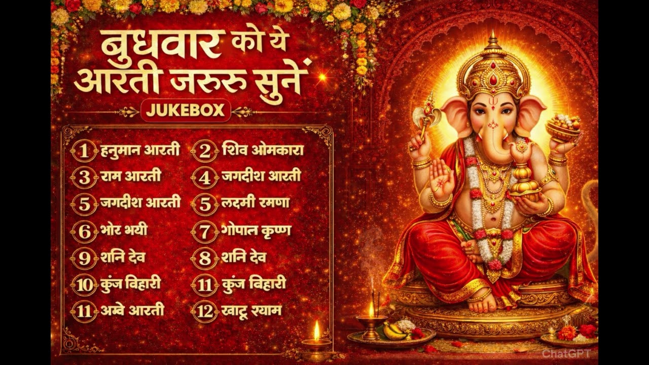 बुधवार स्पेशल श्री गणेश जी ज्यूकबॉक्स || Ganesh Ji Aarti, Mantra & Bhajan Collection || Jukebox 2026