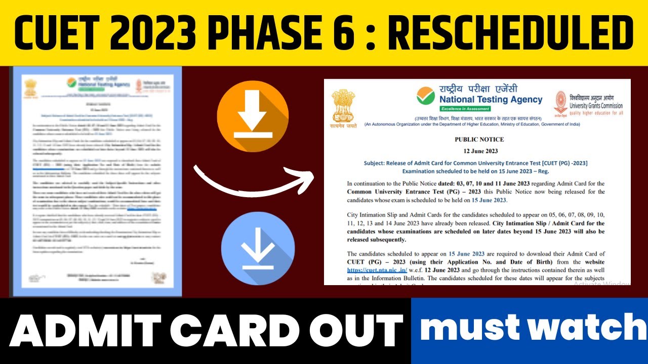 CUET PG 6th Phase Admit Card 2023 | CUET PG Exam 2023 | CUET PG Latest News Update | CUET PG 2023