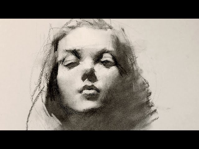 Charcoal Sketch of a Young Person Digital Art · Creative Fabrica