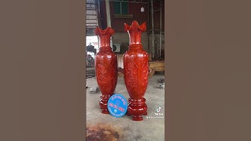 Cặp lục bình đục tứ quý gỗ xà cừ 1m60 cực đẹp. Chỉ 11 triệu. ☎️0354318894 #lucbinhgoxacu