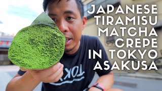 Japanese Tiramisu Matcha Crepe in Tokyo Asakusa