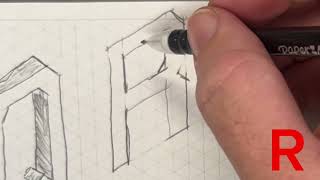 R - How to Sketch the Letter R on isometric graph paper.