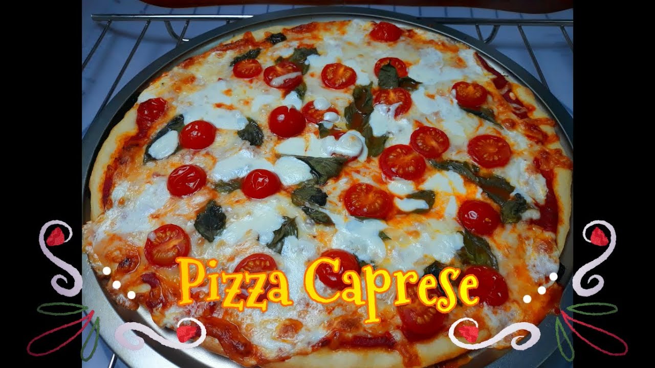 Pizza con albahaca y tomate. Pizza Caprese receta Italiana. - YouTube