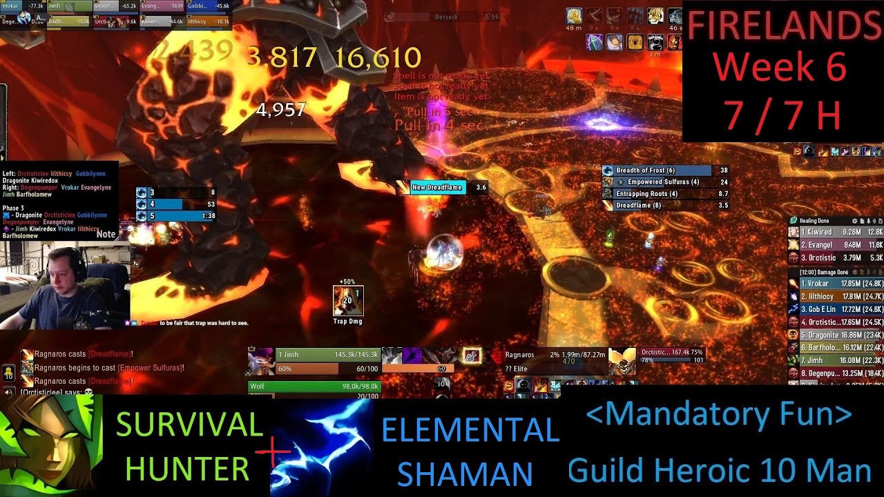 Firelands 10 GUILD 7/7 H - Survival Hunter PoV + 4/7 H Ele Shaman - Week 6 Cata Phase 3 - 12-11-24