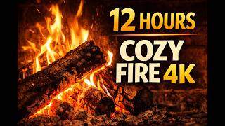 Fireplace 4K for TV 🔥 12 Hour Cozy Fire Ambience (Sleep, Focus, Study)