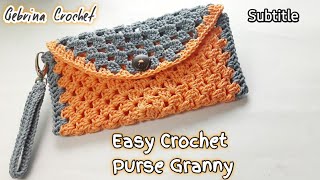Easy Crochet Granny Square Purse - Crochet Granny Purse For Beginners - Subtitles