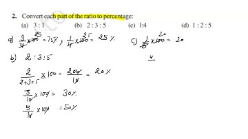Convert each part of the ratio to percentage:(a) 3 : 1(b) 2: 3: 5(c) 1:4(d) 1: 2: 5