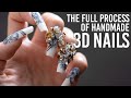 【指先の芸術】手作業で作る繊細な3Dフラワーネイルアートの製作過程