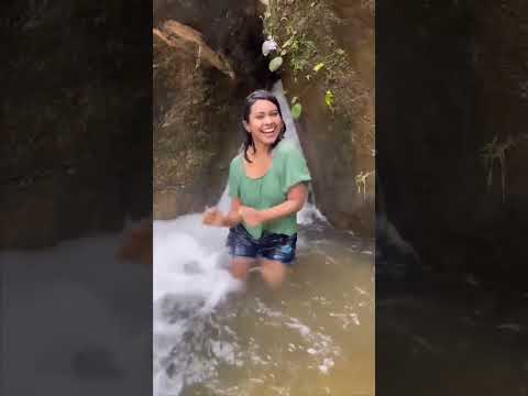 Indian Girl Excited and Dances in Waterfall #amazingnature #shorts #india #waterfall #girl #fakeeran