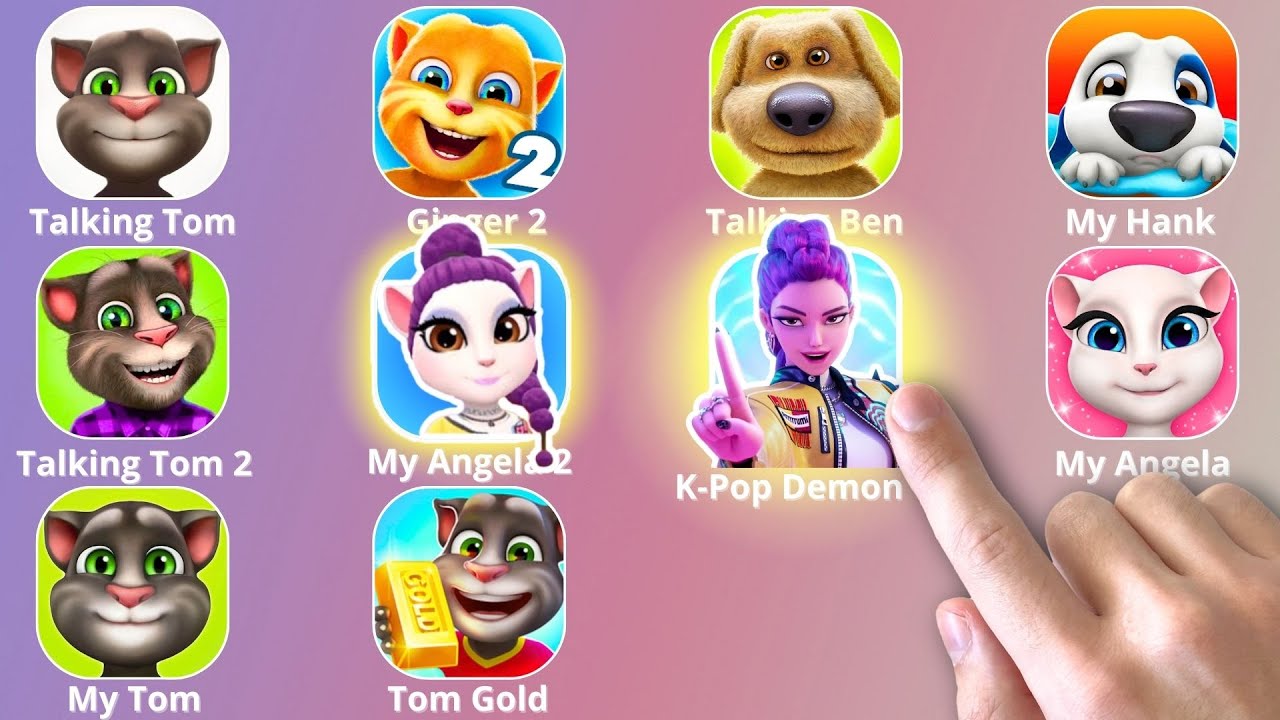 Talking Tom Gold Run,Talking Ben,KPop Demon Hunters,Roblox,My Talking Angela,Tom Hero Dash,Ladybug