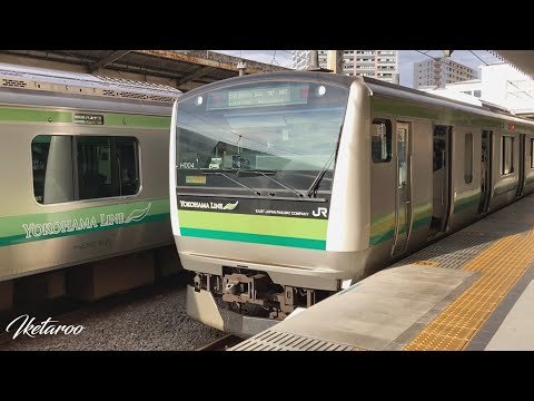 横浜線E233系　東神奈川駅2番線　発車メロディー付き　窓の花飾り