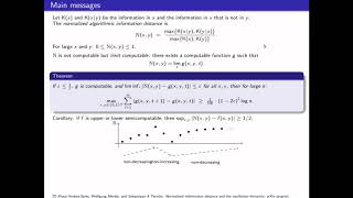 CSR 2020 talk: Inapproximability of the normalized algorithmic information distance, Bruno Bauwens