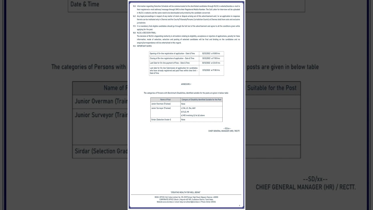Jr Overman, Jr Surveyor & Sirdar Recruitment NLC India Limited