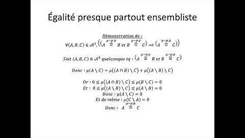 Théorie de la mesure partie 45 : Égalité presque partout ensembliste