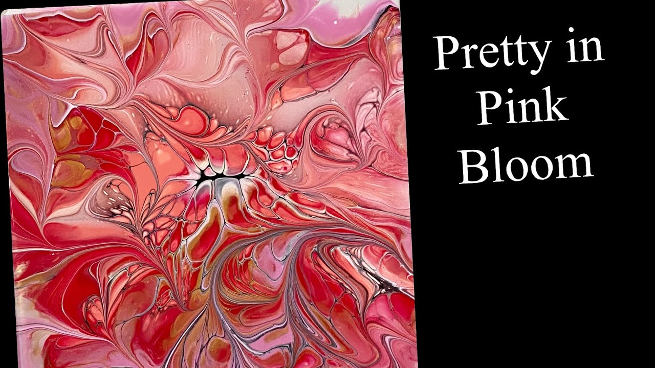 (1211) Modified Swirled Bloom Technique, Pinks, Acrylic Paint Pouring, Fluid Art
