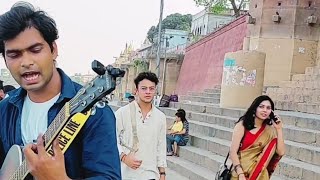 Randomly Singing Varanasi Ghat #38 | how to Singing mashup songs guitar reaction