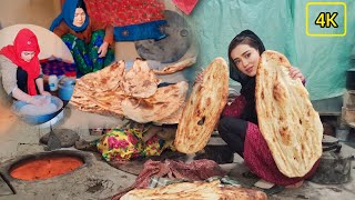 Village life in Afghanistan documentary|baking most delicious bread(Naan)|4K