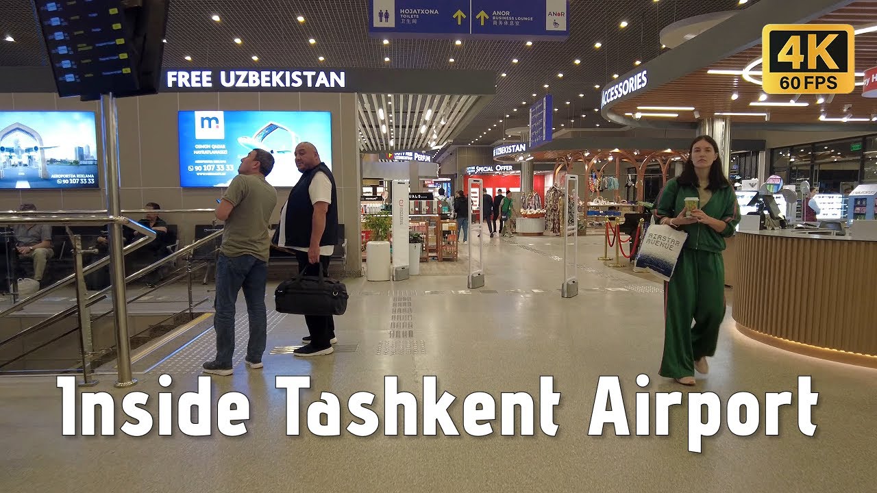 Inside Tashkent Airport TAS | Departure Lounge, Shops & Boarding Area | Uzbekistan 4K