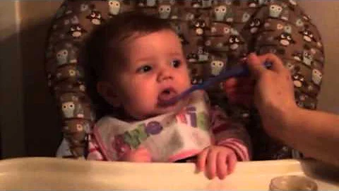 Quinn's first meal in her high chair.