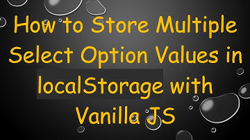 How to Store Multiple Select Option Values in localStorage with Vanilla JS