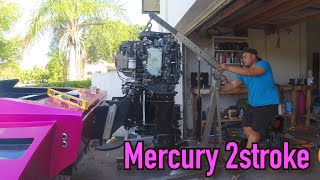 Mounting a BIG MERCURY 2stroke on the transom ! 🚤💨 Time to mix GAS & hull 🍑