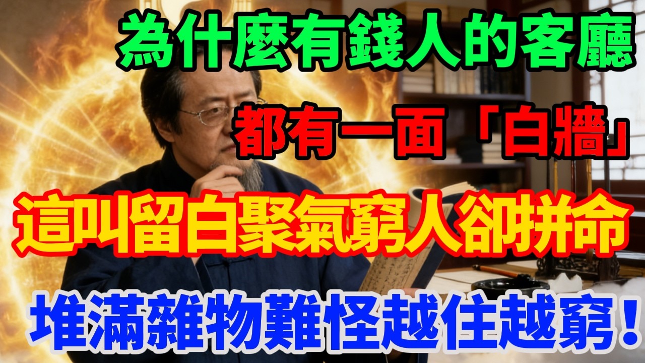為什麼有錢人的客廳都有一面「白牆」？倪師：這叫「留白聚氣」，窮人卻拼命堆滿雜物，難怪越住越窮！