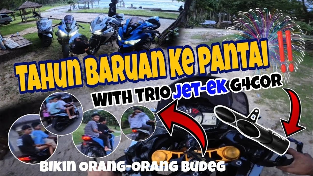 TAHUN BARUAN KE PANTAI ‼️SEMUA DIBIKIN BUDEG KETIKA BAWA ZX25R KNALPOT SUPER BERISIK INI