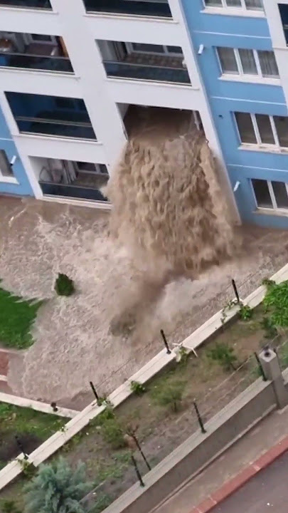 Flood waters gush through Ankara building