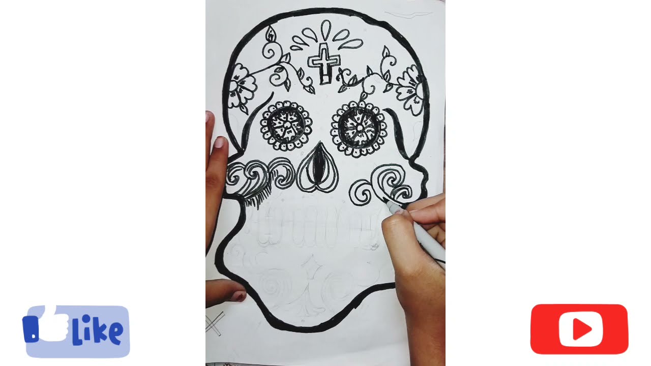 skeleton head drawing easy drawing for beginners YouTube