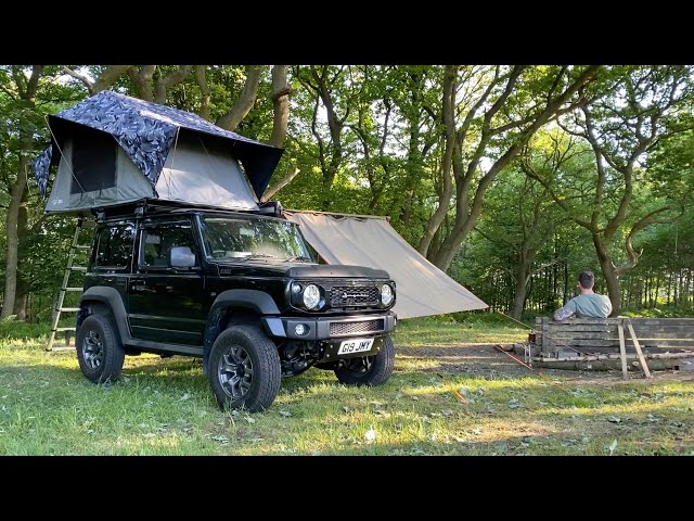 New Jimny with Roof Tent, Solo Camping. Campfire Steak Carving Kuksa Cup.  Compact Budget Build 