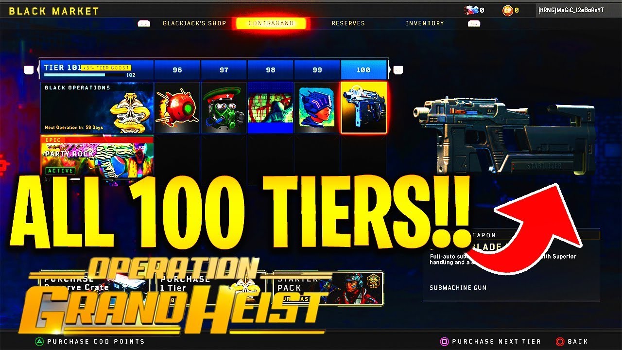 Unlocking ALL 100 TIERS of Operation Grand Heist on Black Ops 4 (BO4 Grand Heist Tiers)