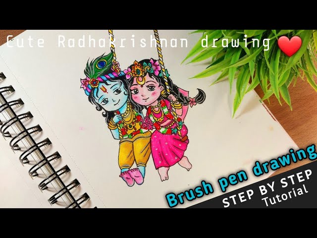 Discover 55+ cute radha krishna drawing super hot