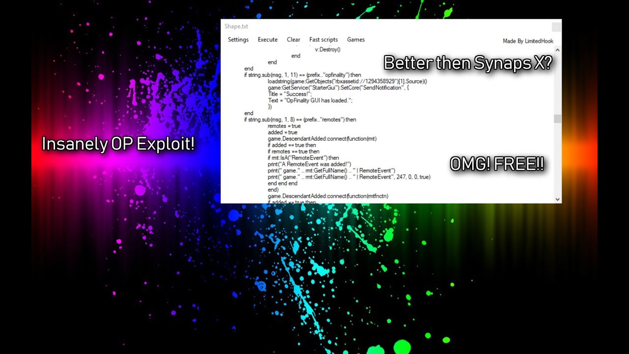 Shape Txt Free Roblox Exploit Better Then Synaps X - shape txt free roblox exploit better then synaps x limited hook