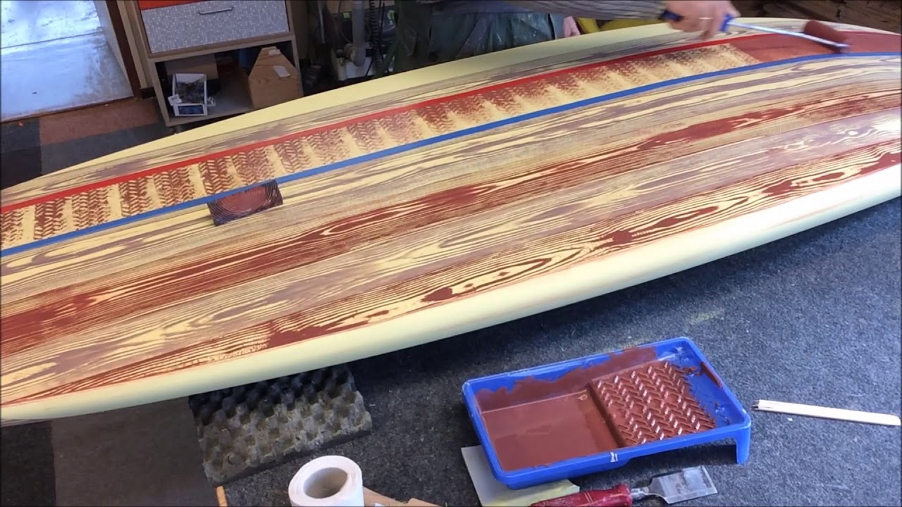 Turn a surfboard into wood. Custom painted faux wood grain. DIY YouTube