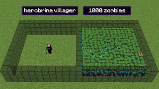 1000 zombies vs 1 herobrine villager (but villager has herobrine's armor & weapon)